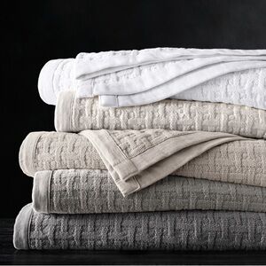 Restoration Hardware TEXTURAL BASKET WEAVE COTTON BLANKET, Full/Queen in Dune
